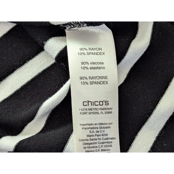 Chicos Dress Womens Petite 2 (US 12) Black White Stripe Shift Casual Minimalist - Picture 11 of 12
